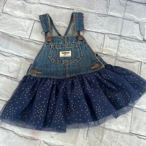 Oshkosh B’Gosh  denim Polk dot tulle baby dress size 6-9M